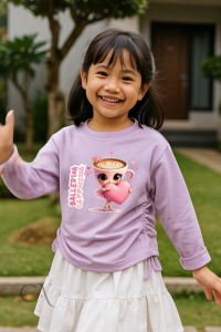 Kaos Serut Lengan Panjang Anak Perempuan Ballerina Cappucina Anomali | Atasan 1 - 14 Tahun