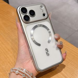 Ốp Điện Thoại Từ Tính Trong Suốt Mờ Sang Trọng Cho iPhone Pro Max Magsafe Tương Thích Sạc Không Dây Bảo Vệ Mặt Sau Fundas