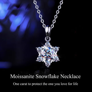 [Real diamond 100%] Trumium✨1 carat snowflake diamond necklace S925 sterling silver simple pendant necklace hypoallergenic real diamond hexagonal pendant necklace does not fade female pendant light luxury niche high-end clavicle chain