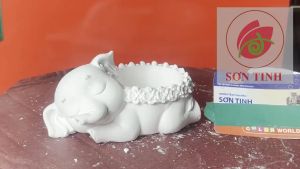 Tô Tượng Thạch Cao C122 Ống Bút trồng sen đá chú voi dễ thươngTượng trắng