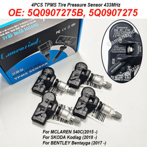 4PCS 433MHz TPMS Tire Pressure Sensor 5Q0907275 5Q0907275B 5Q0907275C For Volkswagen Tiguan 2016-2019 For Passat 2015-2020