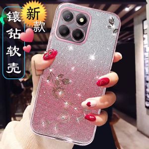 Luxurious Silicone Phone Case for Huawei Honor 60Plus New Model Full Lens Protection Transparent Womens Style Soft Shell Gradient Sparkle