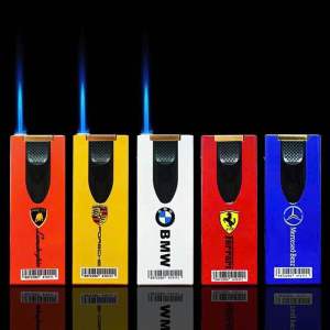 Combo 5 cái Quẹt lửa tia xanh vỏ kim loại Bóng In Hình Hãng Xe F20  Nắp Trượt Màu hiện đại ( bơm lại được )