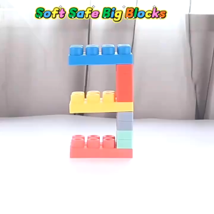 Spongy Blocks Playset with Toy Car and Teether - Safe & Waterproof 50pcs Builder Set for Toddlers