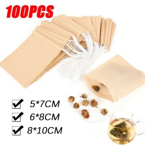 100Pcs Disposable Tea Bag with String Natural Wood Pulp Paper Filter Bags for Coffee Foot Bath Herb Spice Filters Teabags