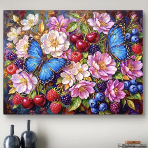 Jigsaw Puzzle 500/1000/1200/2000PCS Butterfly Flowers Floral Artwork Stress Relief Puzzle Wall Art Decor Gift