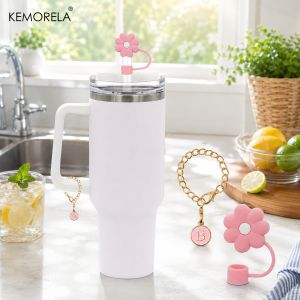Hot Style 10mm Cute Silicone Straw Cap For Stanley Cup Letter Pendant Ice Master Water Cup Accessories Suitable for & 20 30 40Oz