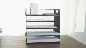 5-Tier Letter Tray Paper Organizer Office Desk File Organizer Rack with Handle Metal Desktop Shelf Organizer Paper Letter Tray Organizer Mesh File Letter Envelopes Tray for Office Supplies School Home