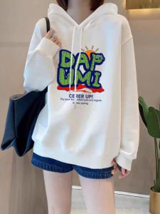 2025 New Autumn Winter Womens Oversize Hoodie Thickened Fleece Mid-Length Sweatshirt Loose Fit Korean Style Outerwear