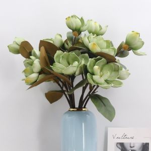Artificial Magnolia Flowers Long Magnolia Stem Flower Faux Wedding Flower Bouquet Wedding Holidays Party Home Decor