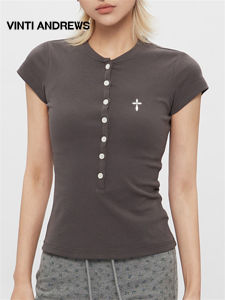 Slim Fit Half Open Collar Women T-shirt