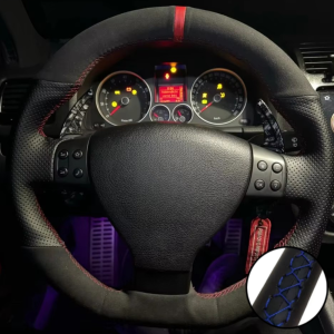 Hand Stitched Black Breathable Suede Leather Mk5 GTI VW Golf 5 R32 Passat R GT 2005 Steering Wheel Cover For Volkswagen Golf 5