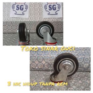Roda Karet Hitam Hidup Tanpa Rem 3 inc Merk Abus Dan Yozuri