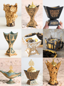 Exotic Luxury Middle East Resin Incense Burner Carbon Aromatherapy Indoor Decorative European Style Incense Holder Carburner