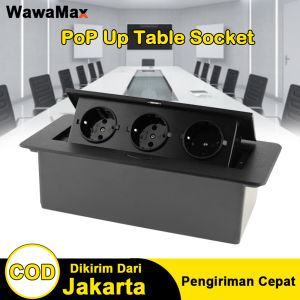 (BISA COD) Hidden Socket Stop POP UP Kontak Meja Meeting Tanam 3 Socket Soft Touch Pop UP System stop kontak meja meeting/Stop Kontak Meja Pop Up Socket 3 Lubang Hitam