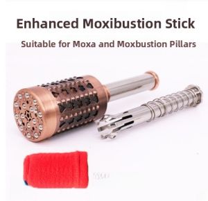 Portable Copper Moxibustion Stick Handheld Facial Rolling Stick for Home Use Single Hole Heat Therapy Massager Equipment