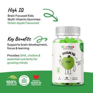 Gumbee Omega 3 DHA Gummies for Kids – Green Apple 60 Gummies