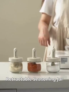 Johor Seller | Seasoning Container with Spoon Glass Spice Jar