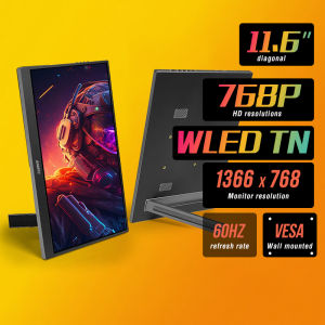 Anmite | 11.6 inch Portable Monitor TN1366*768 Second Game Screen Extended Display for Laptop with Bracket For Xbox/Raspberry Pi