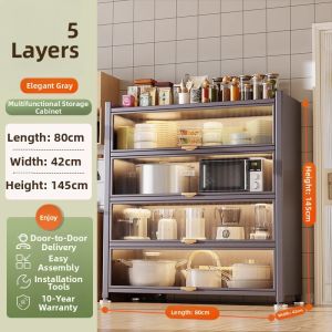 Floor-standing Multi-layer Microwave Storage Rack