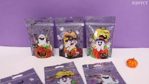 20/50 Chiếc Halloween Ziplock Túi Đựng Kẹo Hoạt Hình Bí Ngô Ma Thiết Kế Dành Cho Trẻ Em Trick Hoặc Điều Trị Ủng Hộ Trang Trí Tiệc Túi Quà Nhựa