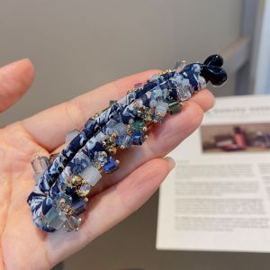 Simple Elegant Crystal Floral Banana Hair Clip Womens Vertical Tail Hair Accessory Fashionable Korean Style Fresh out