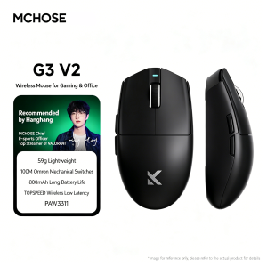 MCHOSE | MCHOSE G3 V2 Gaming Mouse Tri-mode Wireless PAW3395 Sensor 800mAh Battery Mechanical Switch Ergonomic Design PC Gamer Accessorie