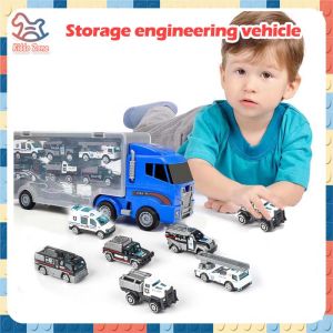 Truck Toys Fun Childrens Portable Container Fire Truck Toy Big Size/Police Car Toys Engineering Vehicle Alloy Car Toys Kids Gifts Kereta Mainan 玩具车