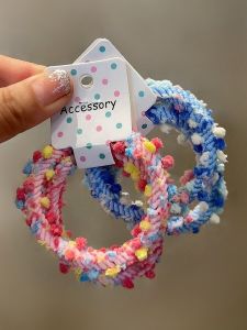Cute Rainbow Candy Bean Children's Hair Ties High Elasticity Non-Damaging 2-Pack Girls Basic Hair Bands Fashionable Accessories