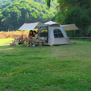 Habitat Camp ตั้งแคมป์กลางแจ้ง เต็นท์ม่านสวรรค์ 2 ใน 1 แบบพกพา เปิดความเร็วอัตโนมัติ กาวเงิน ป้องกันแสงแดด เต็นท์พับ