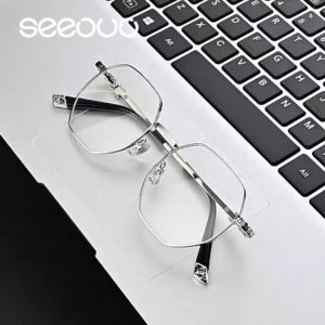 Seeouo Frame Kacamata Plano Lens Style Geometric Fashionable Stylish Frame Pria Wanita Bisa MInus Antiradiasi Blueray Photocromic 08036