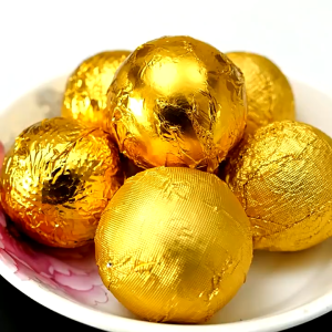 100pcs 10×10cm Food Grade Aluminum Foil Wrapper Golden Chocolate Candy Wrap for Valentine