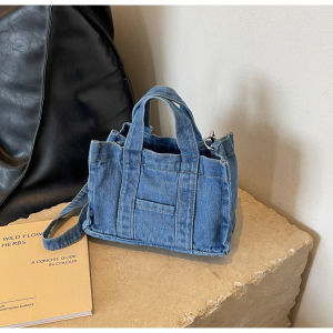 Korean Style Large Capacity Commuter Handbag Womens New Denim Tote Bag Shoulder Crossbody Bag Casual Fashion Handbags