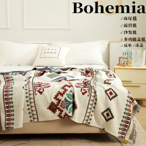 Bohemian Style Thickened Cotton Linen Blanket for Nap And Camping Multi-Functional Sofa Outdoor Camping Warm Bed Tail Towel