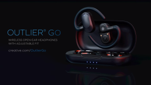 Creative Outlier Go Wireless Open-Ear Headphones Earbuds with an Adjustable Fit and Ear Hooks Up to 26 Hours Total Playtime Dual Microphones Bluetooth 5.4 IPX4 Water Resistant (Dark Blue)