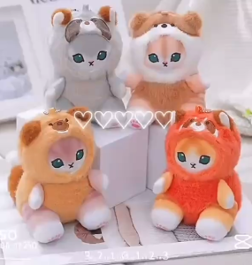 Mofusand Cute Cat Plush Doll Keychain Multi Colour Fluffy Kawaii Cat (4pcs) Decoration Gift READY STOCK IN MALAYSIA
