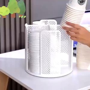 【Local Stock】Cup Storage Rack 360° Desktop Rotating Compartment Rack Disposable Cup Holder for Coffee Shop Detachable Disposable Cup With Lid Plastic Storage Drawer Stackable - Lazada