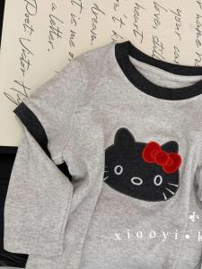 Girls Long Sleeve T-Shirt Childrens round Neck Base Layer Cartoon Style Polyester Fiber Sweat Absorbent Rabbit Fur 100%