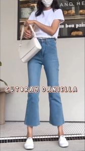 NWA - Highwaist Celana Jeans Cutbray Daniella 7/9 BLACK DENIM - Real Pict - Bayar Ditempat - PREMIUM QUALITY