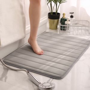 🚚SG Fast Delivery📦Memory Cotton Absorbent Floor Mat Non-slip Coral Fleece Absorbent Bathroom Mat Doormat Solid Color Soft Memory cotton Mat Floor Carpet Rugs 40x60cm 记忆棉吸水地垫 children day gifts