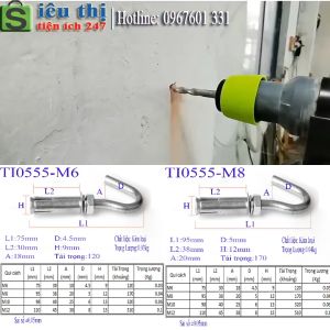 Bộ Nở Móc Tiện Dụng M6/M8/M10/M12 Ti0555 Kim Loại Chất Lượng Cao
