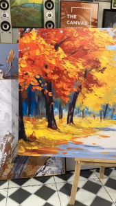 Tranh in Canvas Phong Cảnh Khu Rừng Mùa Thu (Có hình thật - Đã có khung móc đinh treo) - The Canvas House