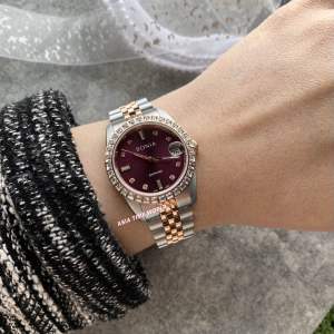 [Original] BNB10553-3667S (32mm) Bonia Elegance Sapphire Womens Watch with Purple Dial Dual Tone Rose gold and Silver Stainless Steel Bracelet | Official Warranty