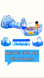 Bộ lều ba mảnh chủ đề đại dương dành cho trẻ em - nhà chơi ba trong một đường hầm bò và bể bóng đại dương