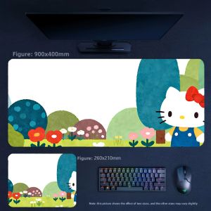 Sanrio | High Quality Mouse Pad Cute Large Size 90x45cm Non-slip Wrist Table Mat High-value Desktop Hello Kitty Series Leather Mouse Pad