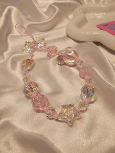 Short Transparent Womens Mobile Phone Chain Ins  Handheld Wrist Hanging Decoration Lanyard Mickey Mouse Head Star Hanging Rope