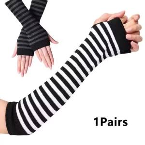Black Punk Long Fingerless Gloves Cuff for Women Men Outdoor Hip-hop Glove Elbow Mittens Cool Stretch Arm Warmer Mitten