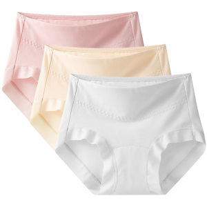 3PCS Womens Panties Cotton Full Briefs Soft Mid-high Waist Underwear Breathable Comfy Stretchy Female Plus Size Knickers L-3XL