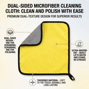 Microfiber Car Cleaning Towels Soft Quick Drying for Windows Mirrors Wiping Rags Double Layer Wash Cloth