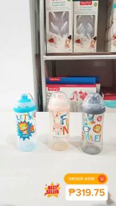 Fisher Price Training Cup 10oz Baby Push-Pull Spout Cup Blue/ Gray/ Peach